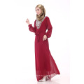 Venta caliente más tamaño abaya vestido dubai musulmán abaya manga larga gasa material islámico ropa